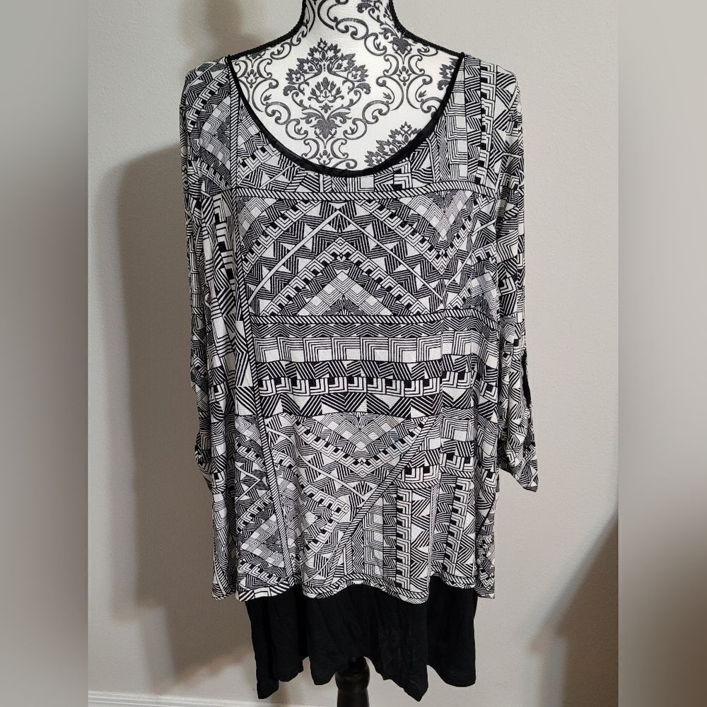 Cable‎ & Gauge geometric design tunic dress top